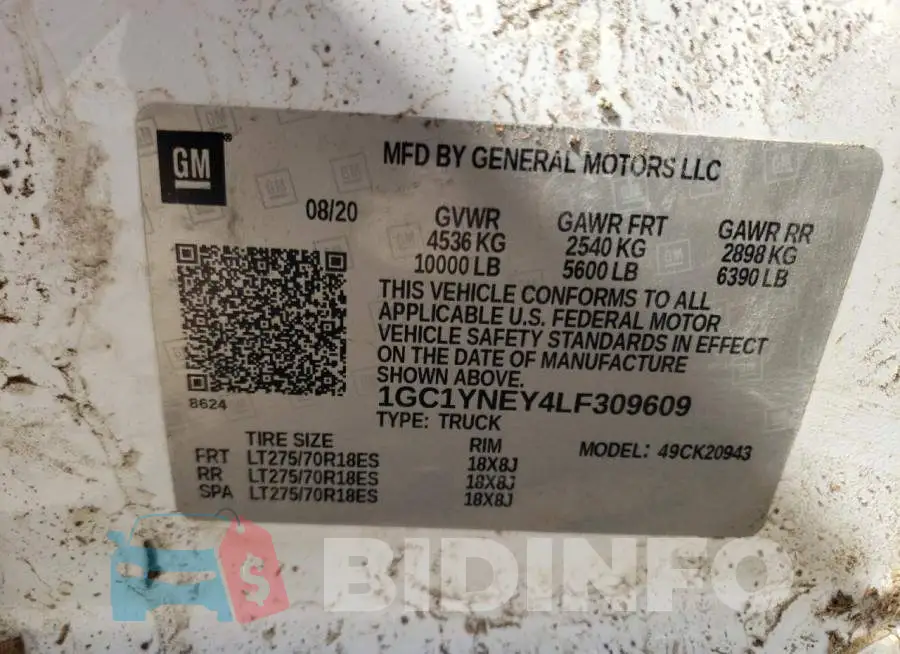 1GC1YNEY4LF309609 Photo# 10
