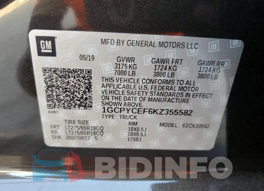 1GCPYCEF6KZ355582 Photo# 10