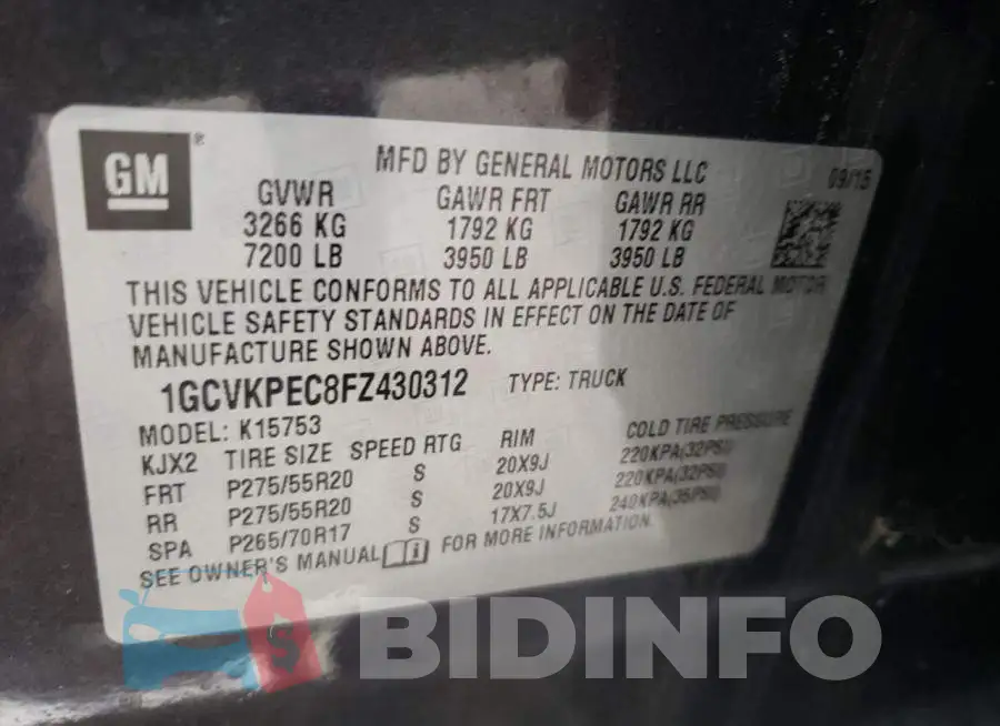 1GCVKPEC8FZ430312 Photo# 12