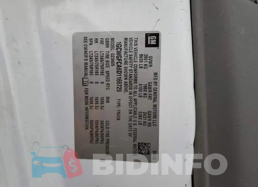 1GCWGFCA6D1166729 Photo# 10
