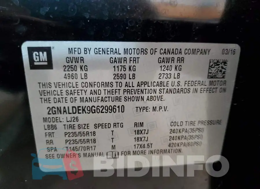 2GNALDEK9G6299610 Photo# 10