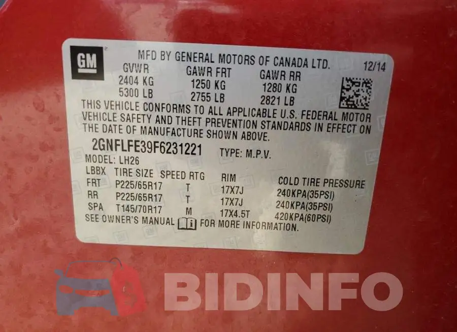 2GNFLFE39F6231221 Photo# 10