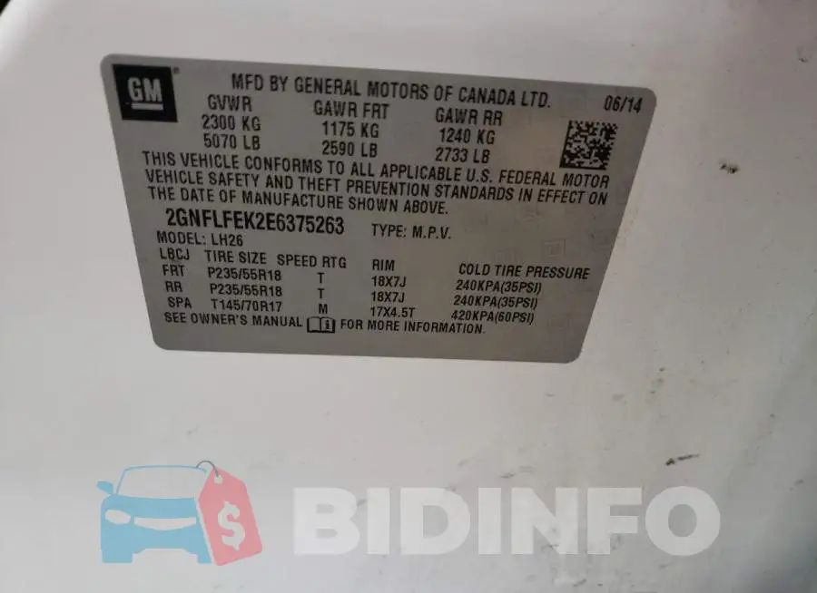 2GNFLFEK2E6375263 Photo# 10