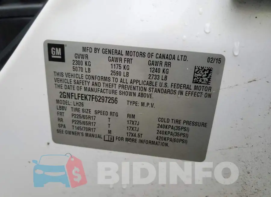 2GNFLFEK7F6297256 Photo# 12