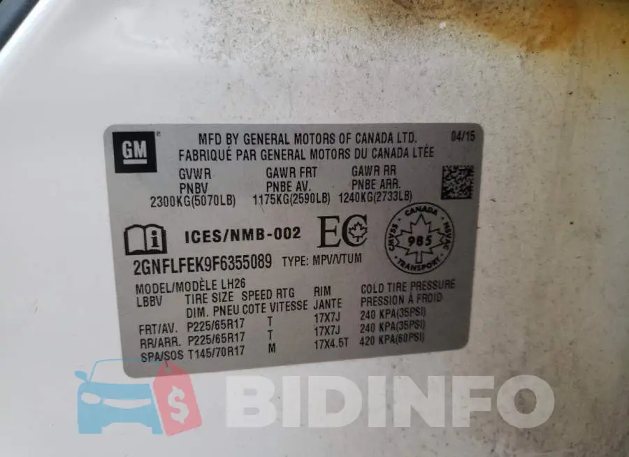 2GNFLFEK9F6355089 Photo# 10