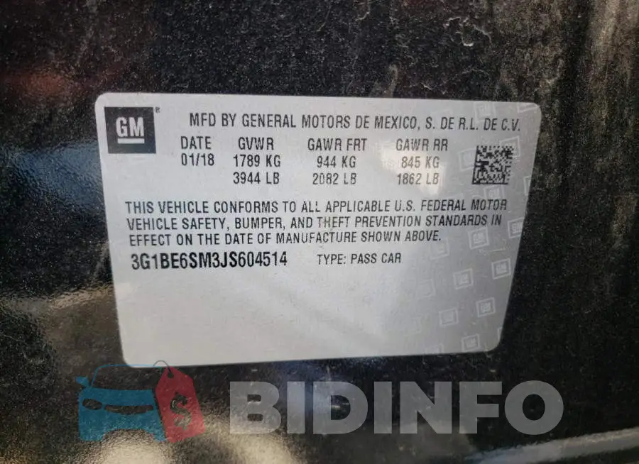 3G1BE6SM3JS604514 Photo# 10