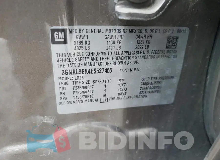 3GNAL3EK4ES527456 Photo# 13