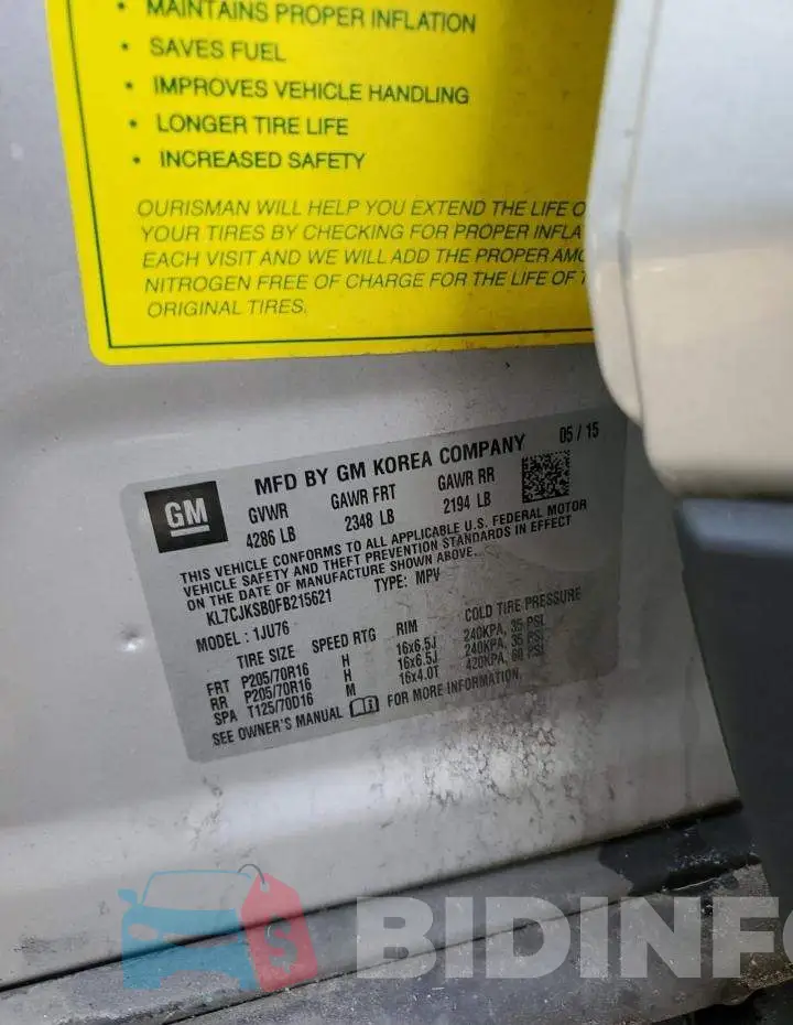 KL7CJKSB0FB215621 Photo# 13