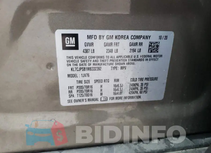 KL7CJPSB1MB332392 Photo# 13