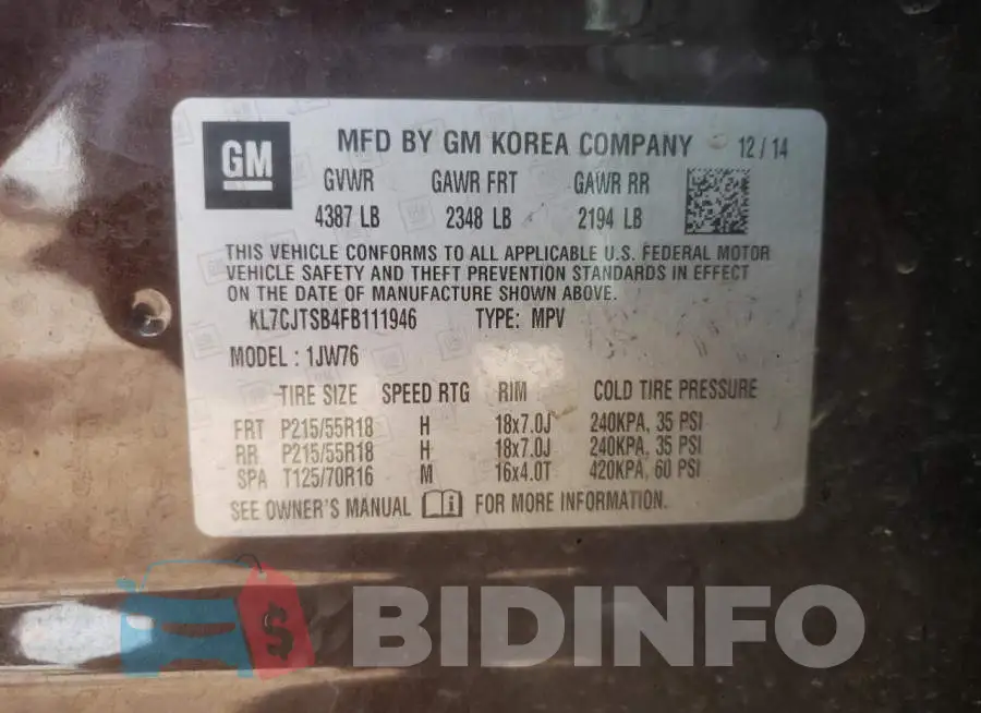 KL7CJTSB4FB111946 Photo# 10