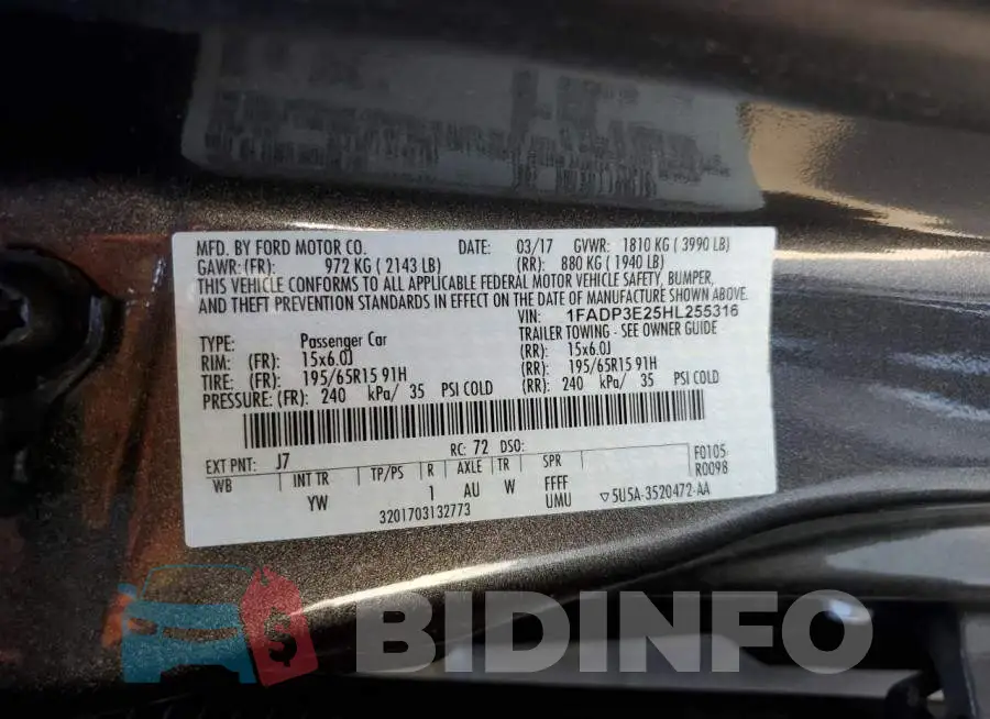 1FADP3E25HL255316 Photo# 13