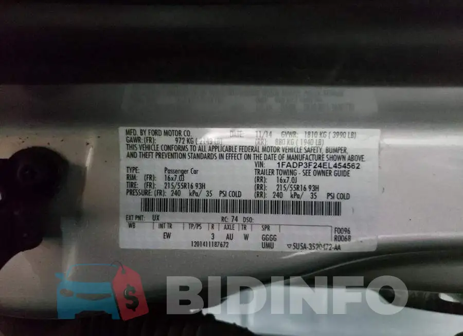 1FADP3F24EL454562 Photo# 10