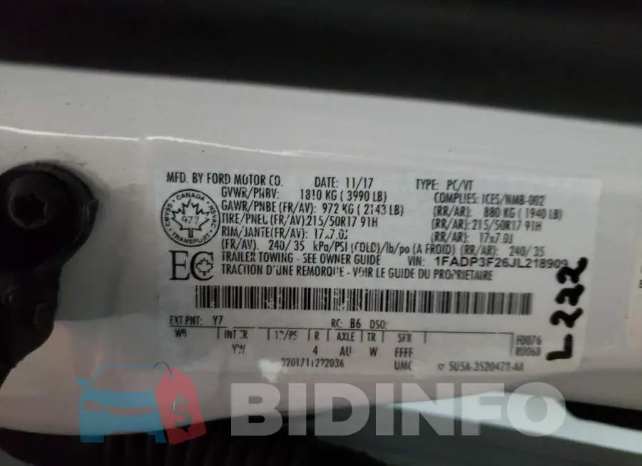 1FADP3F26JL218909 Photo# 10