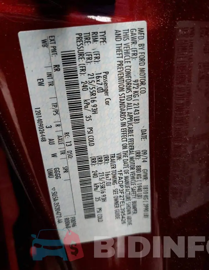 1FADP3F27EL395426 Photo# 12