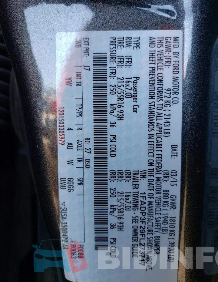 1FADP3F29FL273717 Photo# 12
