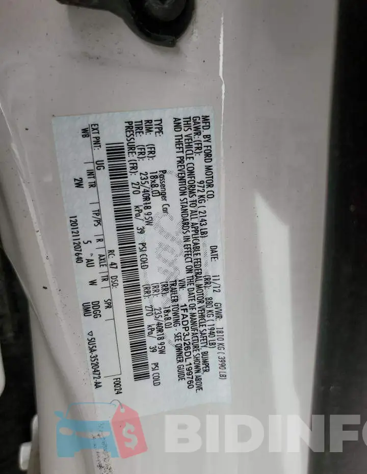 1FADP3J26DL199760 Photo# 10