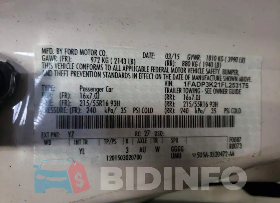 1FADP3K21FL253175 Photo# 12