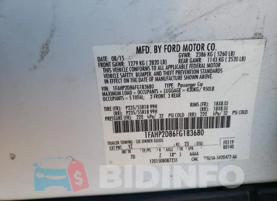 1FAHP2D86FG183680 Photo# 10