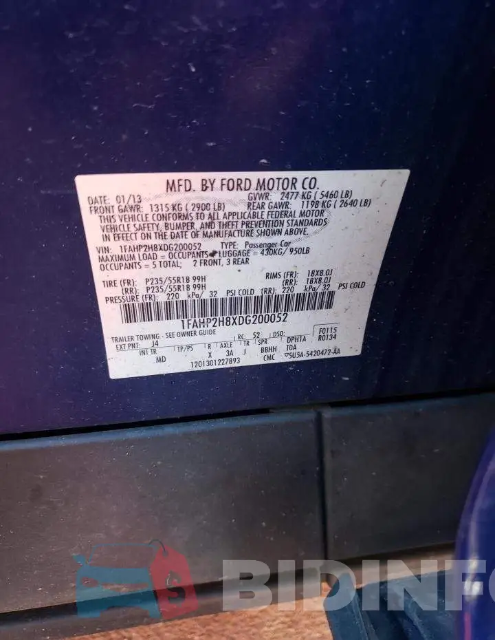 1FAHP2H8XDG200052 Photo# 10
