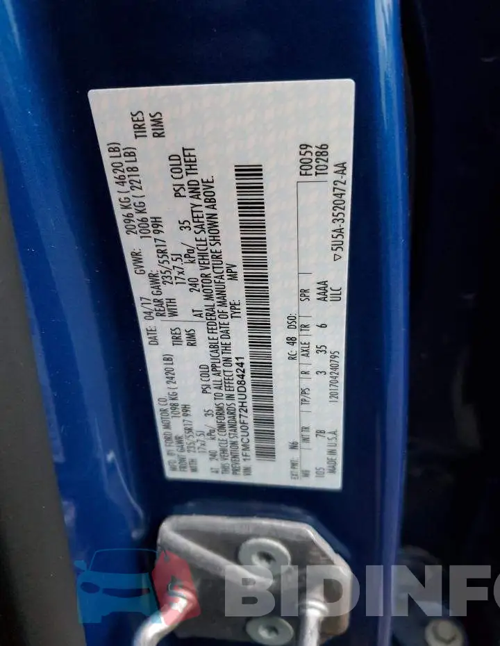 1FMCU0F72HUD84241 Photo# 13