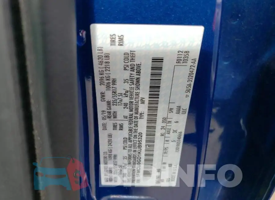 1FMCU0GD1KUB95320 Photo# 10