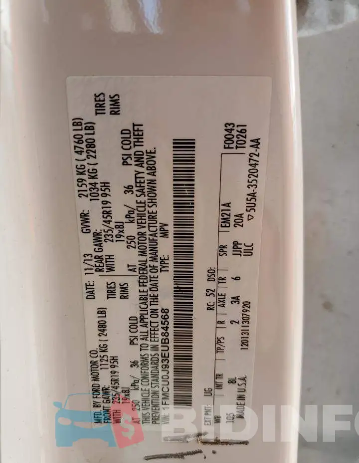 1FMCU0J93EUB84568 Photo# 10