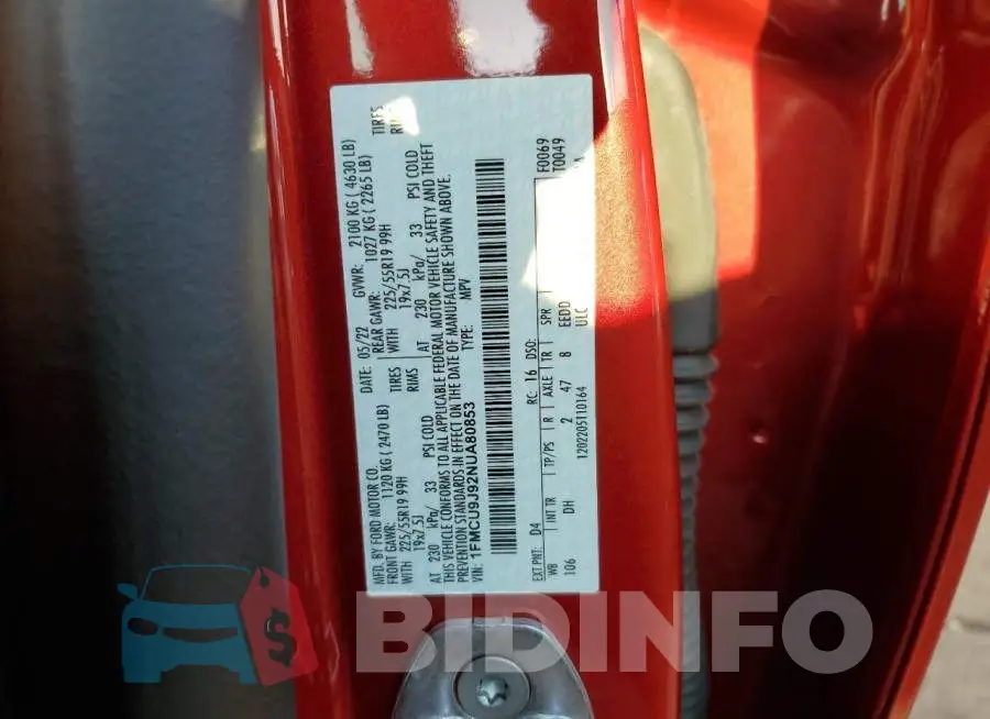 1FMCU9J92NUA80853 Photo# 10