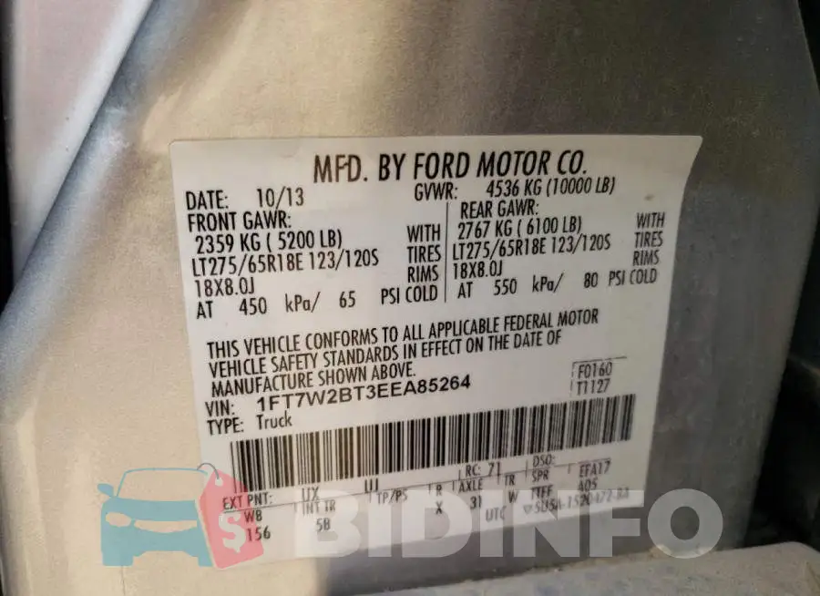 1FT7W2BT3EEA85264 Photo# 10