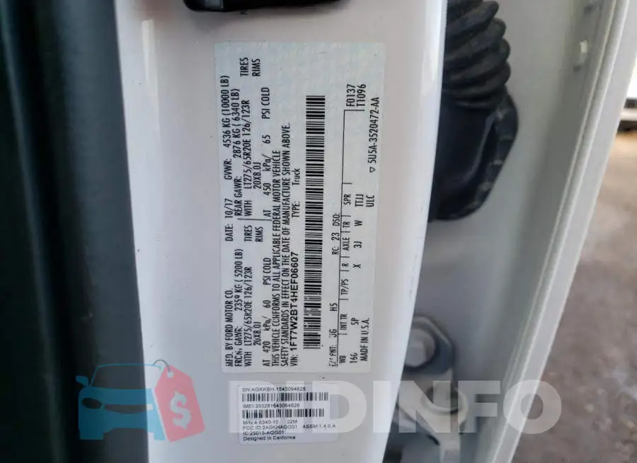 1FT7W2BT4HEF06607 Photo# 10