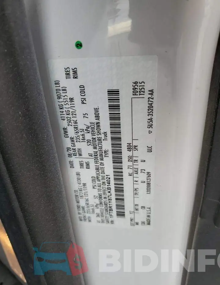 1FTBR1Y87LKB14021 Photo# 14
