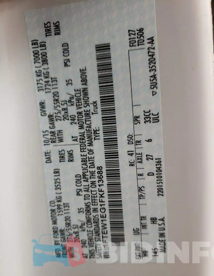 1FTEW1EG1FKF13688 Photo# 10