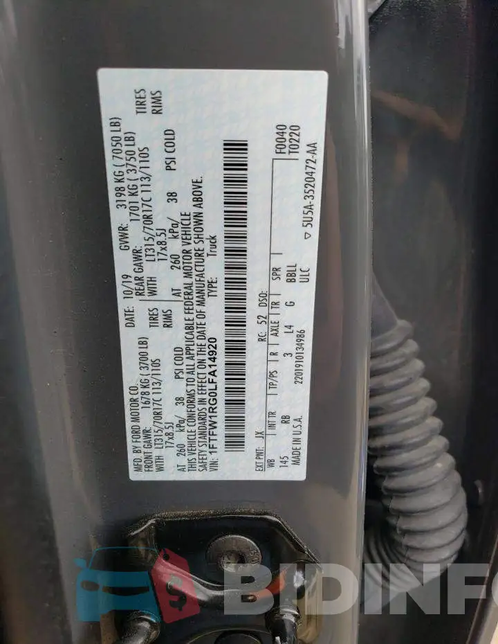 1FTFW1RG0LFA14920 Photo# 10
