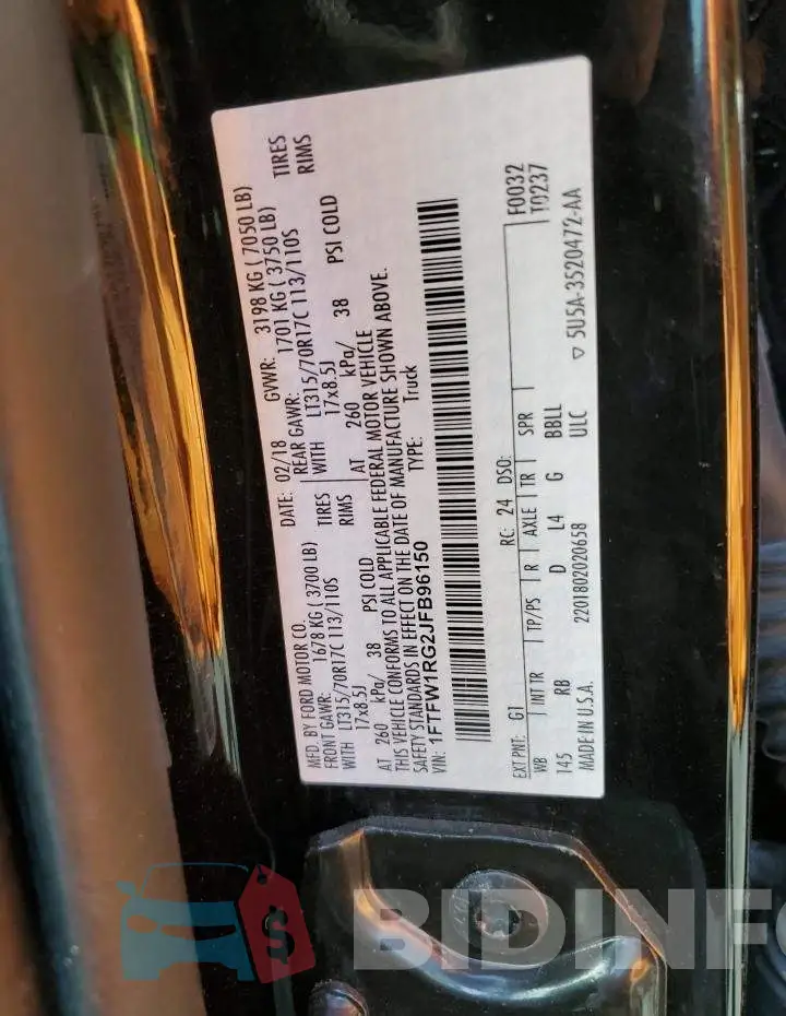 1FTFW1RG2JFB96150 Photo# 10