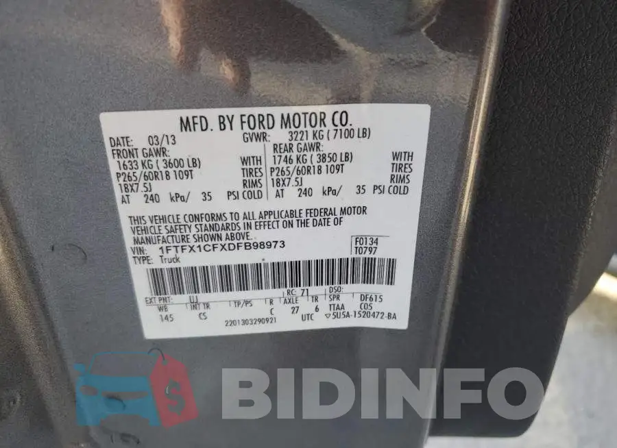 1FTFX1CFXDFB98973 Photo# 10