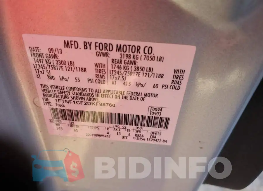 1FTNF1CF2DKF98760 Photo# 12