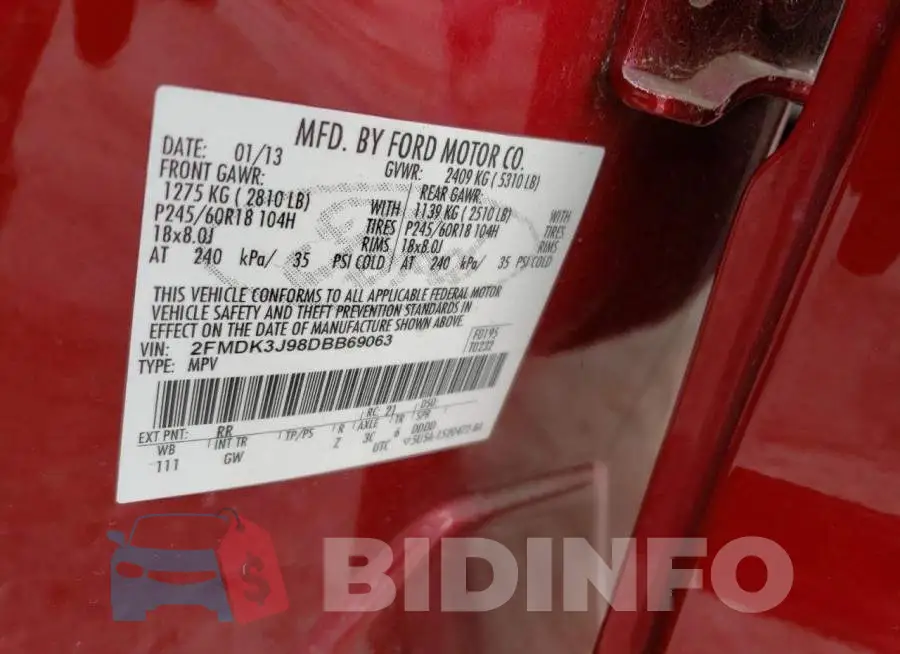 2FMDK3J98DBB69063 Photo# 10