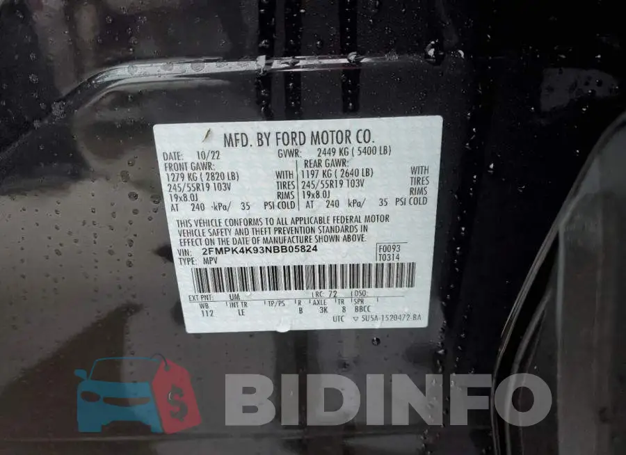 2FMPK4K93NBB05824 Photo# 13