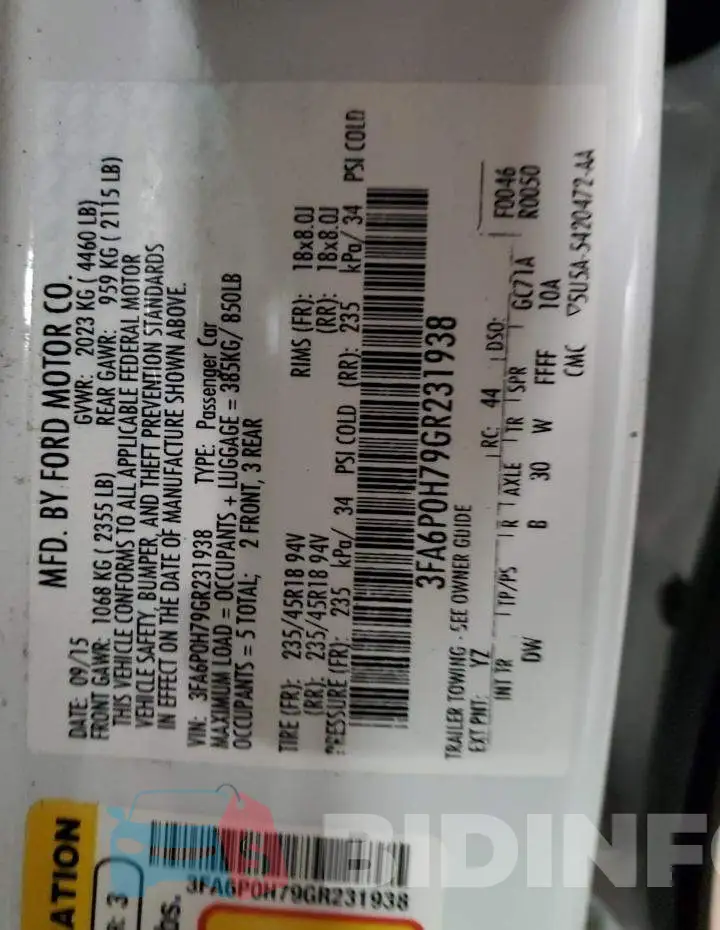 3FA6P0H79GR231938 Photo# 10
