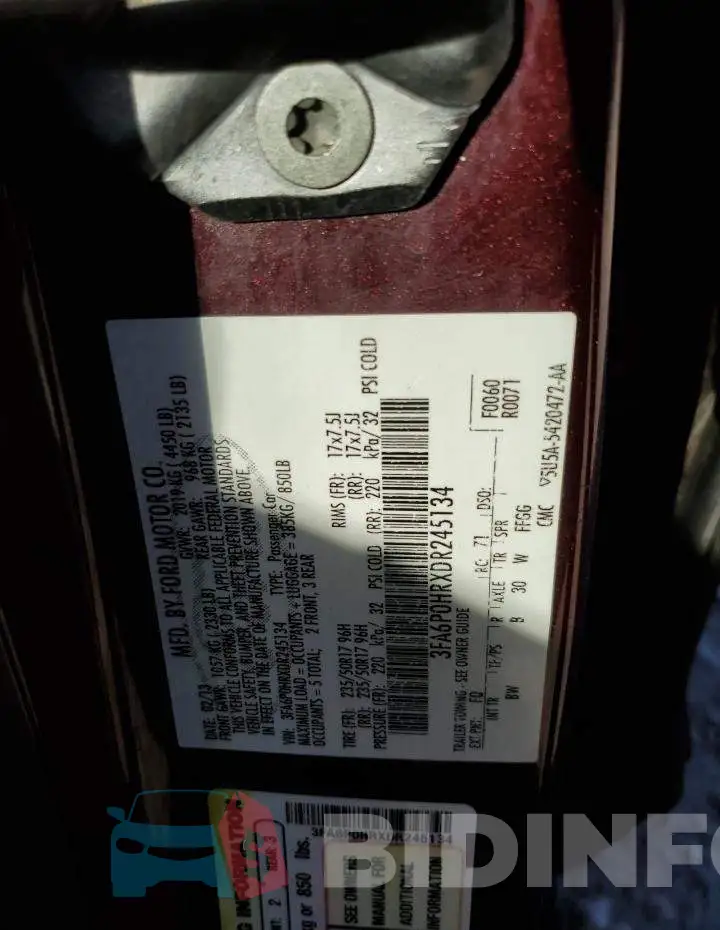 3FA6P0HRXDR245134 Photo# 12
