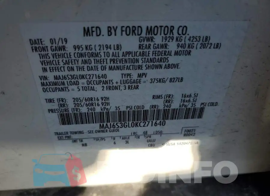 MAJ6S3GL0KC271640 Photo# 10