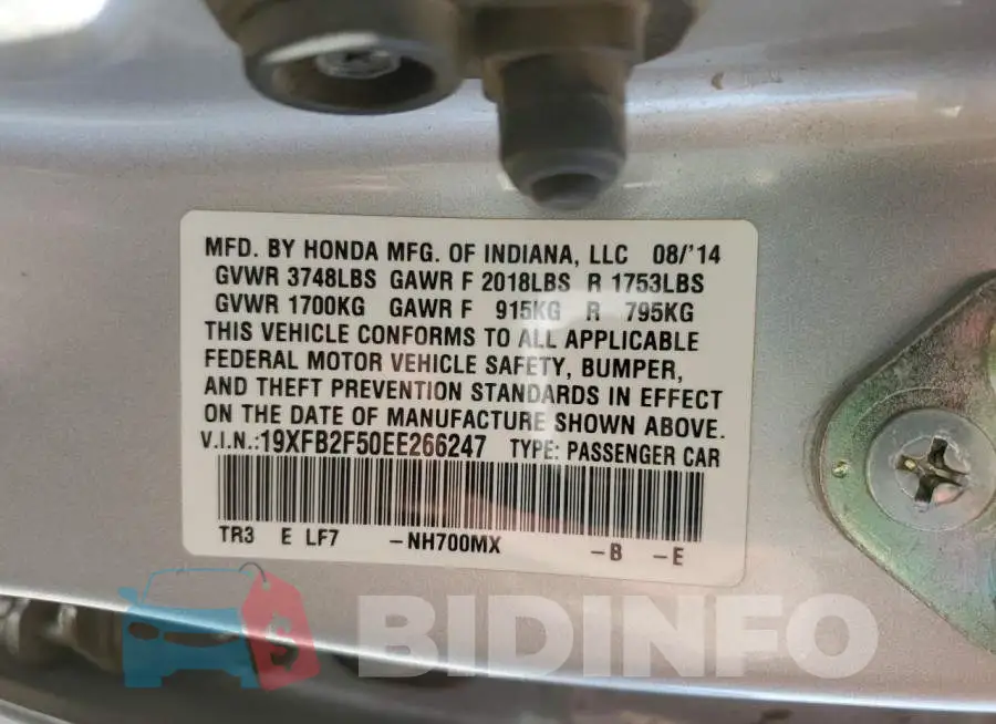 19XFB2F50EE266247 Photo# 10