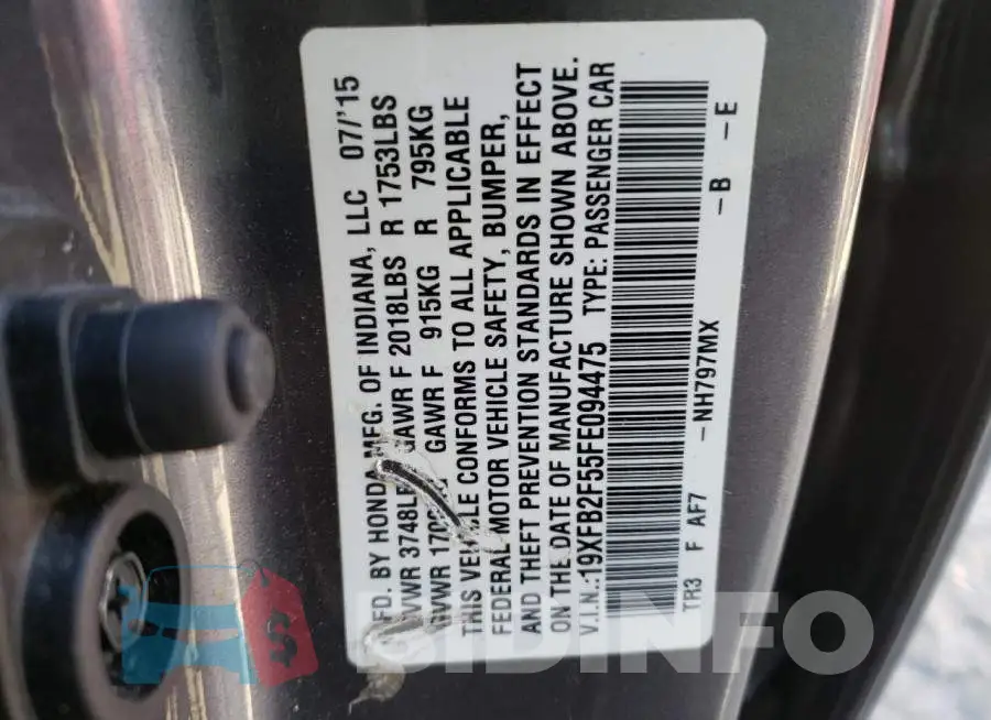 19XFB2F55FE094475 Photo# 10