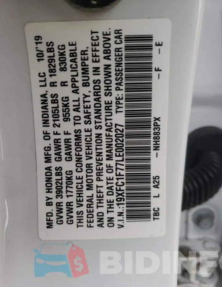 19XFC1F77LE002027 Photo# 13