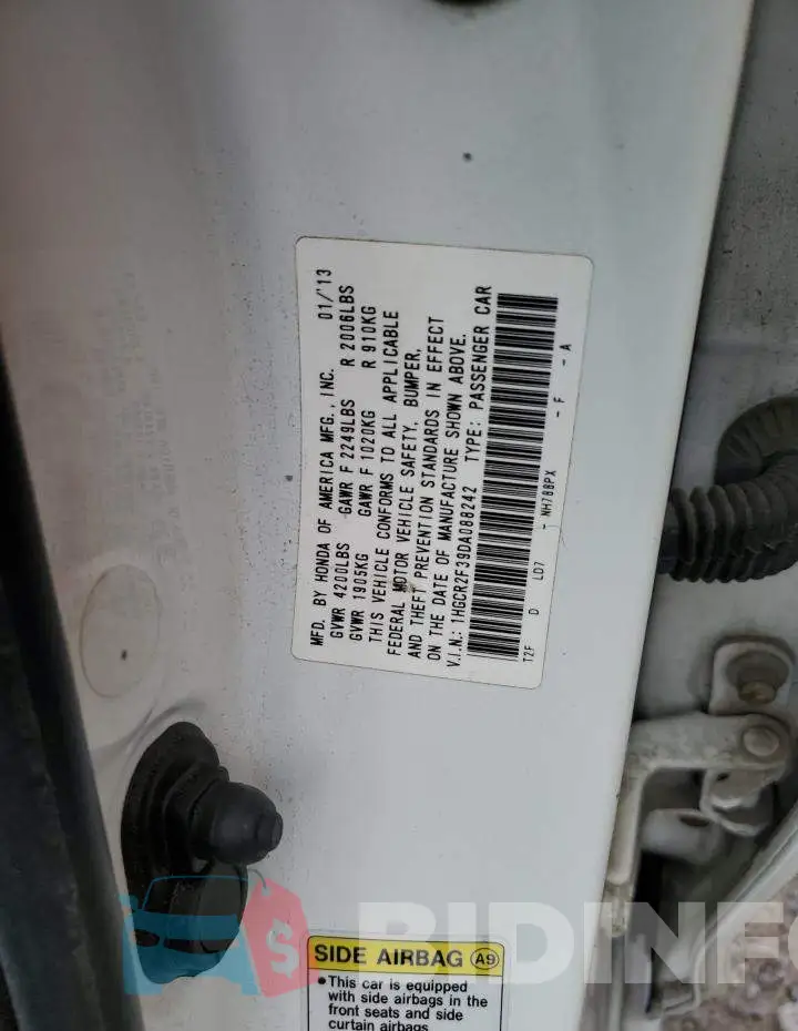 1HGCR2F39DA088242 Photo# 10