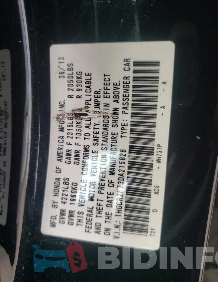 1HGCR2F73DA215828 Photo# 10