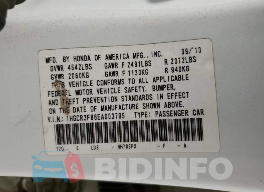 1HGCR3F86EA003795 Photo# 10
