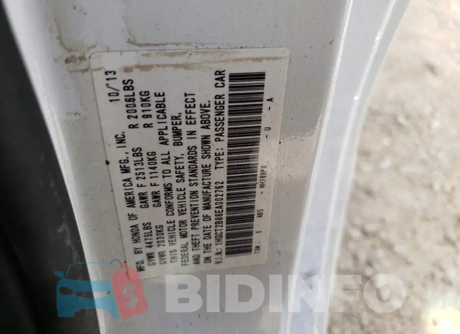 1HGCT2B86EA002762 Photo# 10