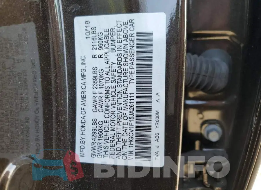 1HGCV1F15JA261111 Photo# 10