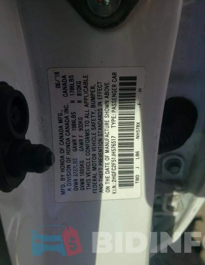 2HGFC2F51JH576517 Photo# 10