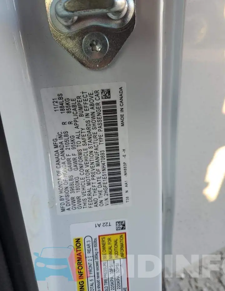 2HGFE1E51NH470693 Photo# 10